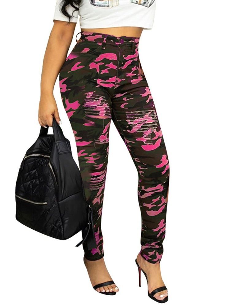 Pantalon Crayon Slim Camouflage Pour Femme Pantalon Décontracté