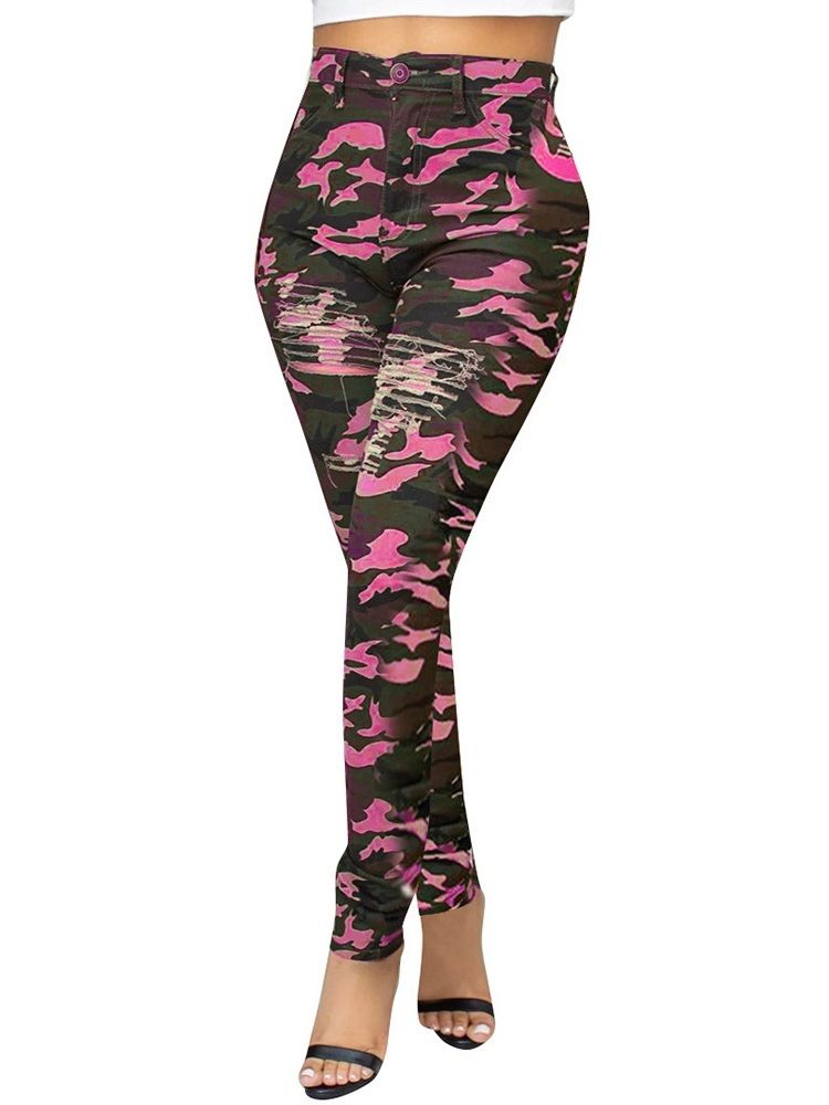 Pantalon Crayon Slim Camouflage Pour Femme Pantalon Décontracté