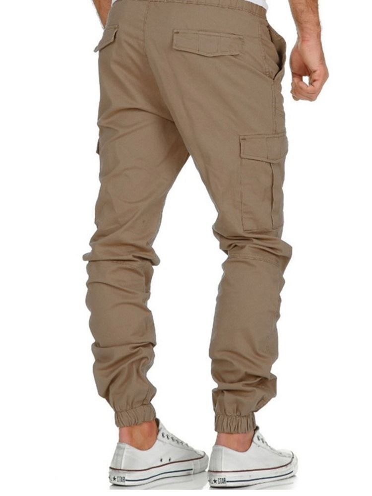 Pantalon Crayon Uni Pantalon Décontracté À Lacets Pour Hommes