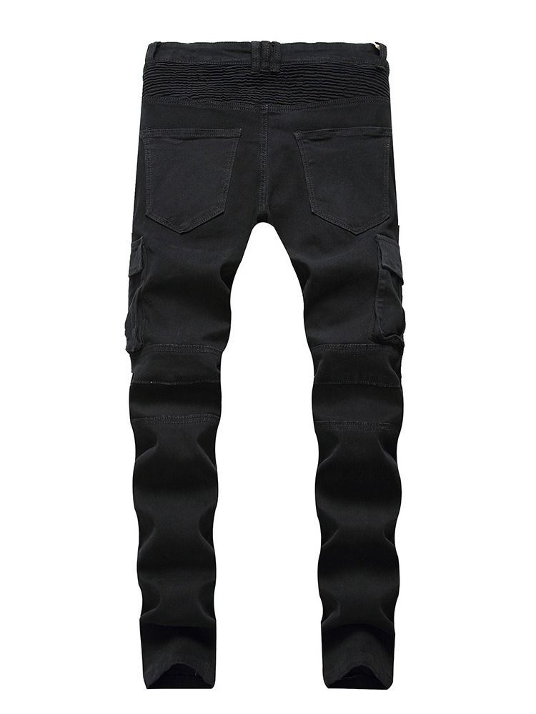 Pantalon Crayon Uni À Fermeture Éclair Pantalon Européen Décontracté À Taille Moyenne Pour Hommes