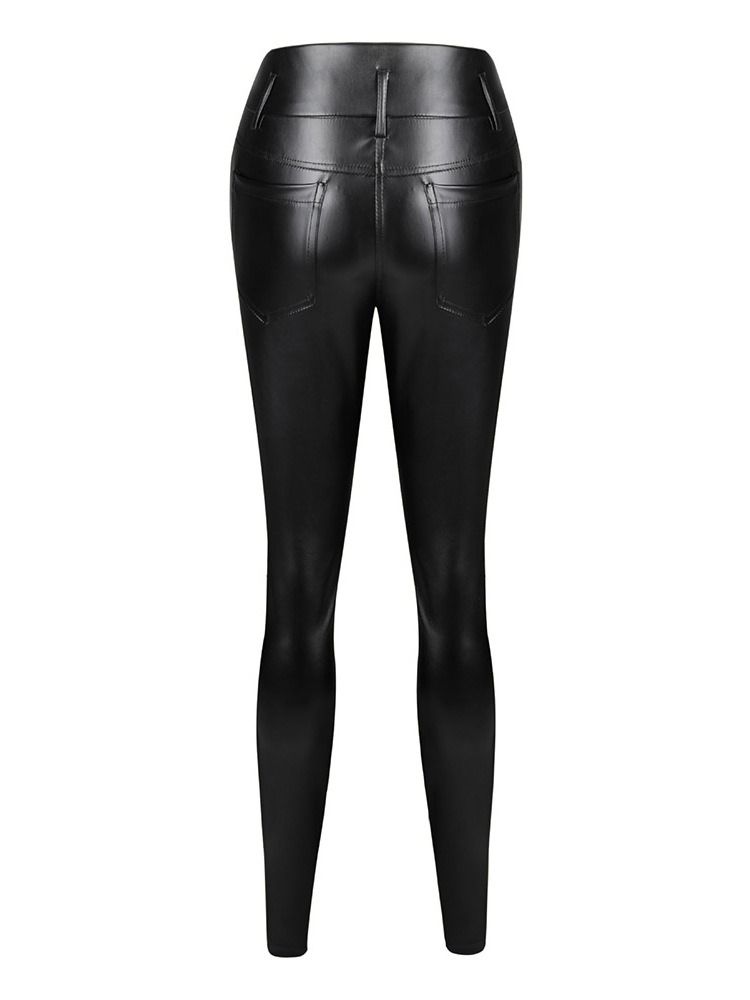 Pantalon Crayon Uni À Fermeture Éclair Pour Femmes Pantalon Décontracté Pleine Longueur