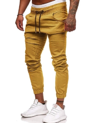 Pantalon Crayon Uni Plissé Pour Hommes Pantalon Décontracté Décontracté À Lacets