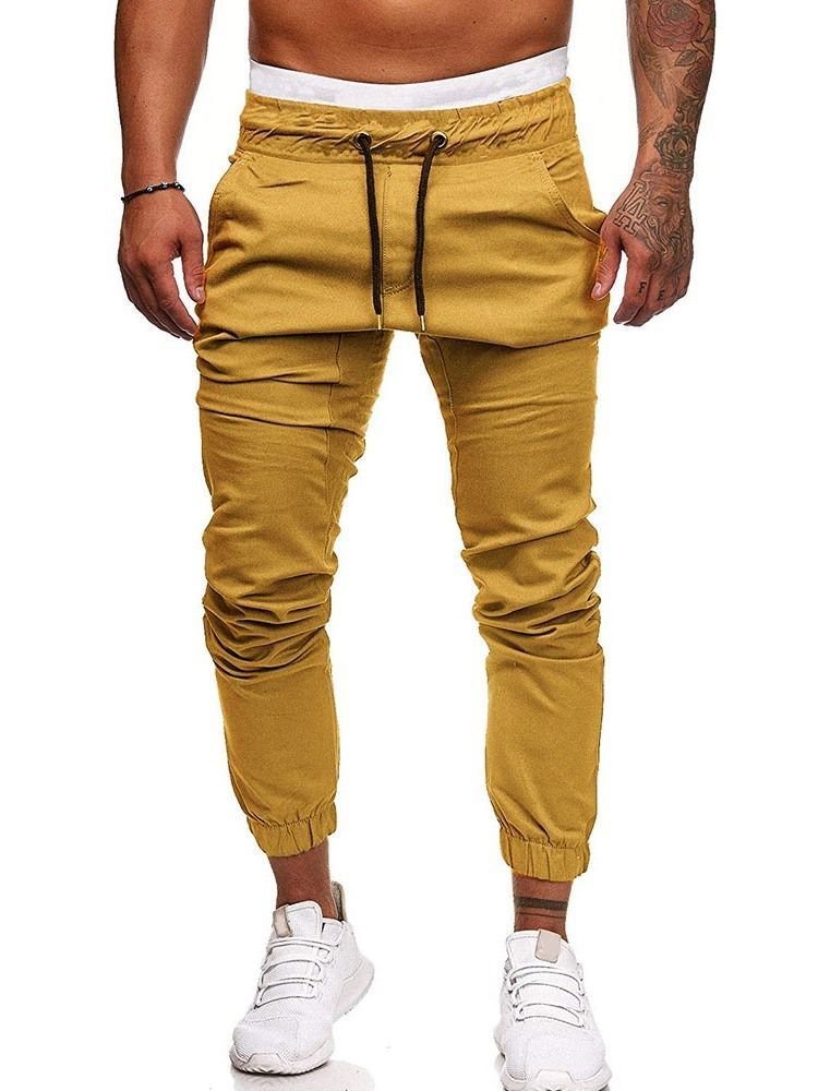 Pantalon Crayon Uni Plissé Pour Hommes Pantalon Décontracté Décontracté À Lacets