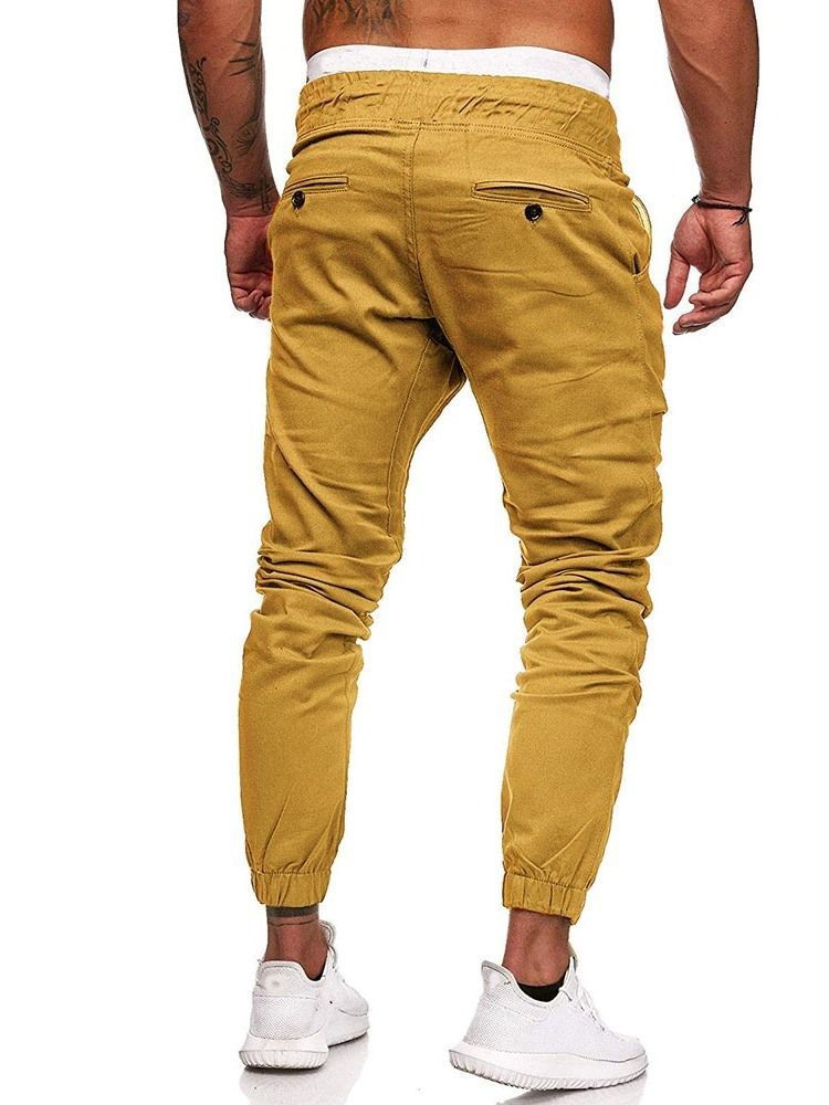 Pantalon Crayon Uni Plissé Pour Hommes Pantalon Décontracté Décontracté À Lacets