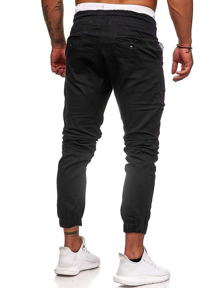 Pantalon Crayon Uni Plissé Pour Hommes Pantalon Décontracté Décontracté À Lacets