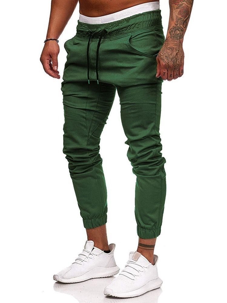 Pantalon Crayon Uni Plissé Pour Hommes Pantalon Décontracté Décontracté À Lacets