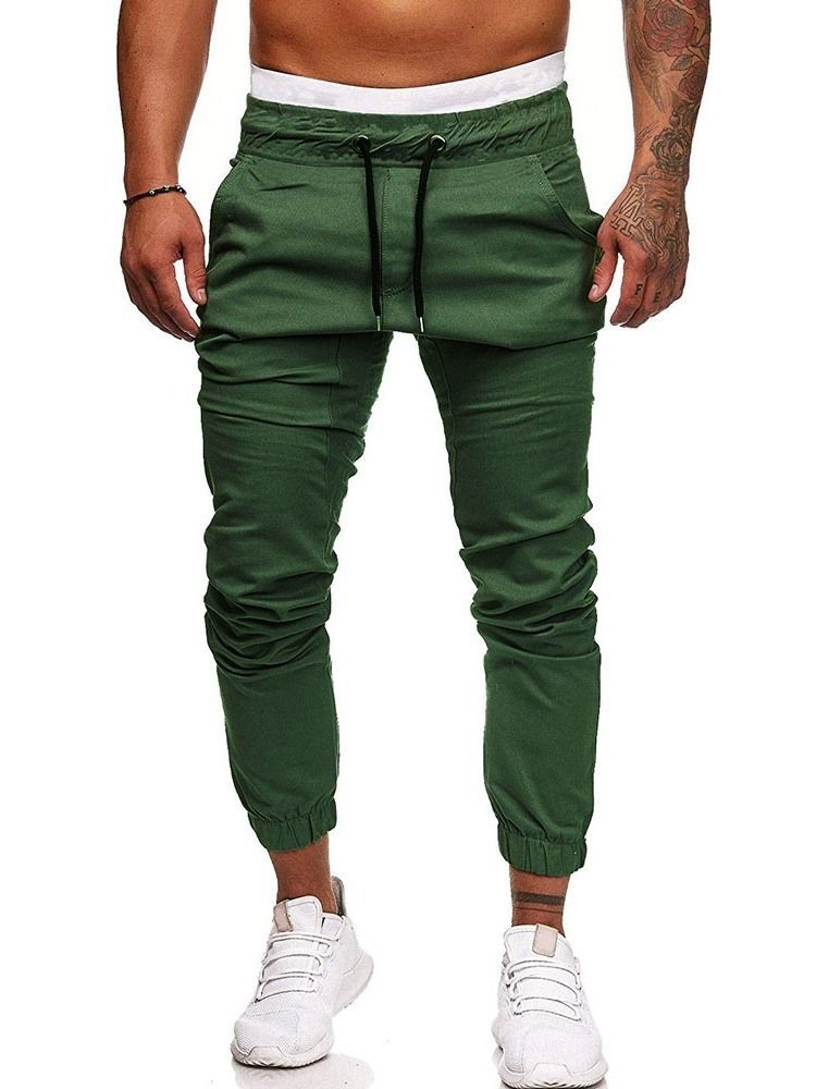 Pantalon Crayon Uni Plissé Pour Hommes Pantalon Décontracté Décontracté À Lacets