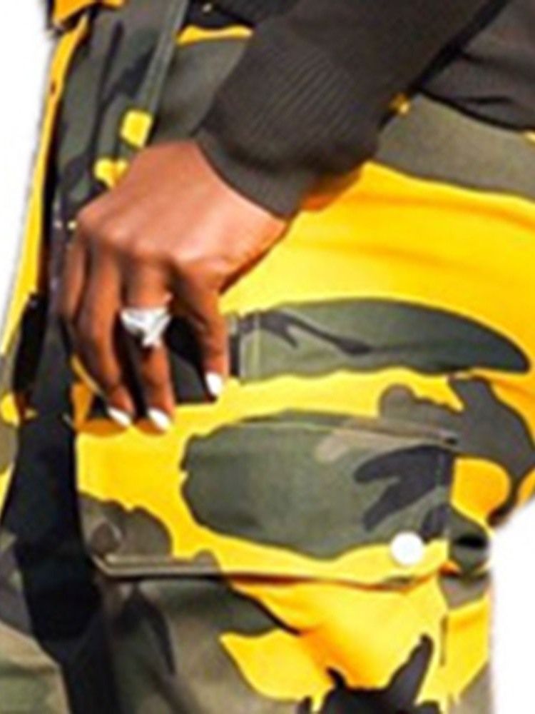 Pantalon Décontracté Ample Camouflage Avec Ceinture Pour Femmes