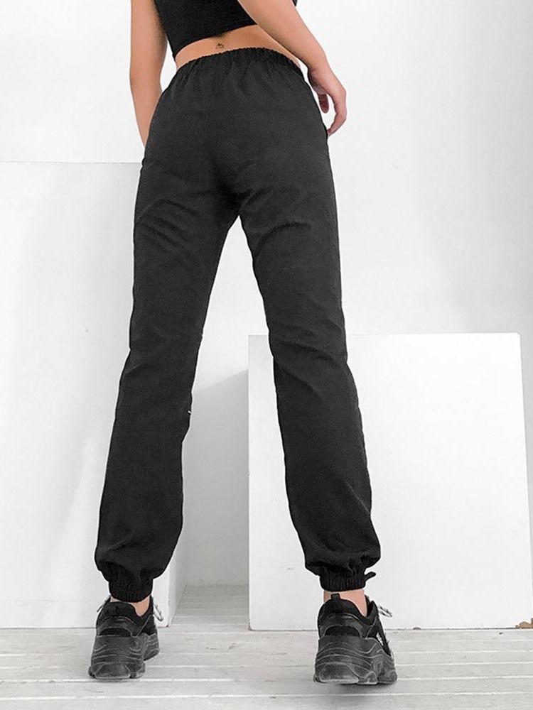 Pantalon Décontracté À Bouton Pour Femme