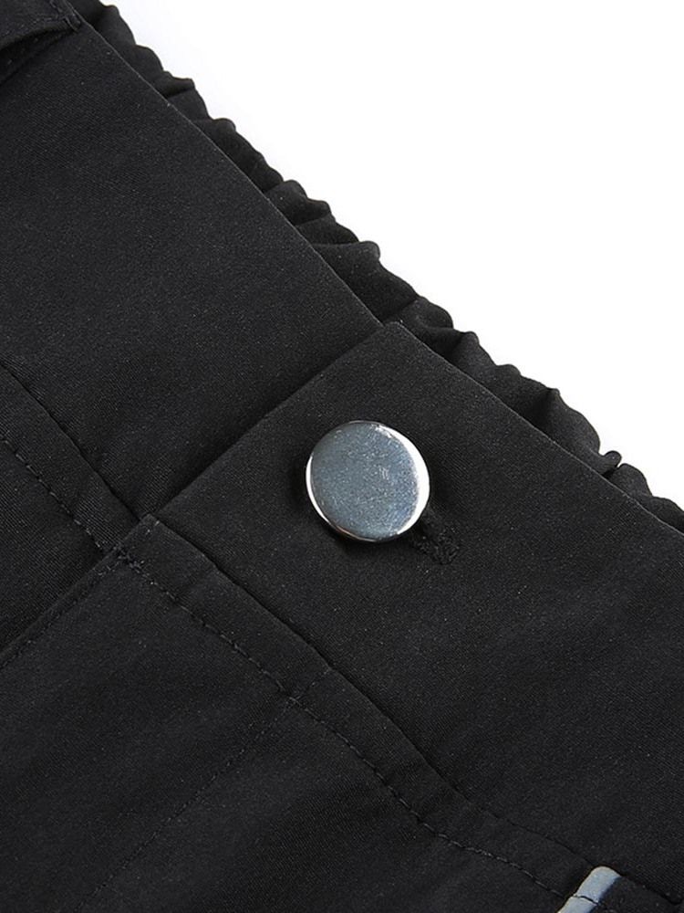 Pantalon Décontracté À Bouton Pour Femme