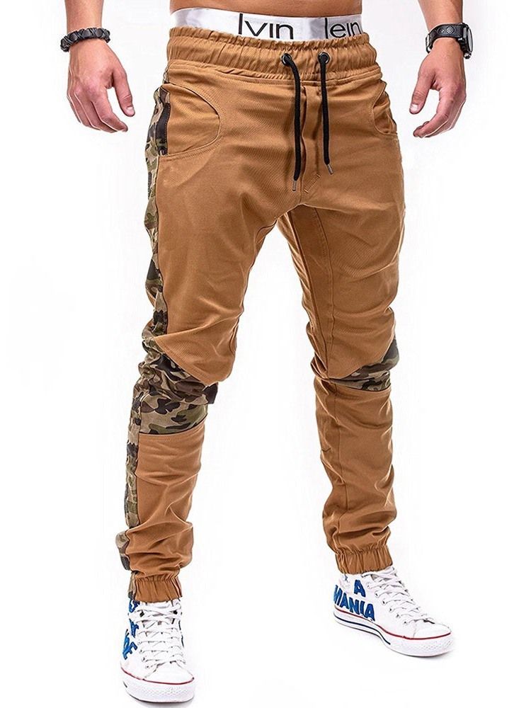 Pantalon Décontracté Droit Pour Hommes En Patchwork De Camouflage