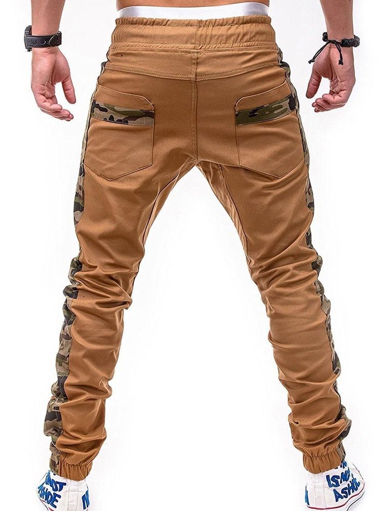 Pantalon Décontracté Droit Pour Hommes En Patchwork De Camouflage