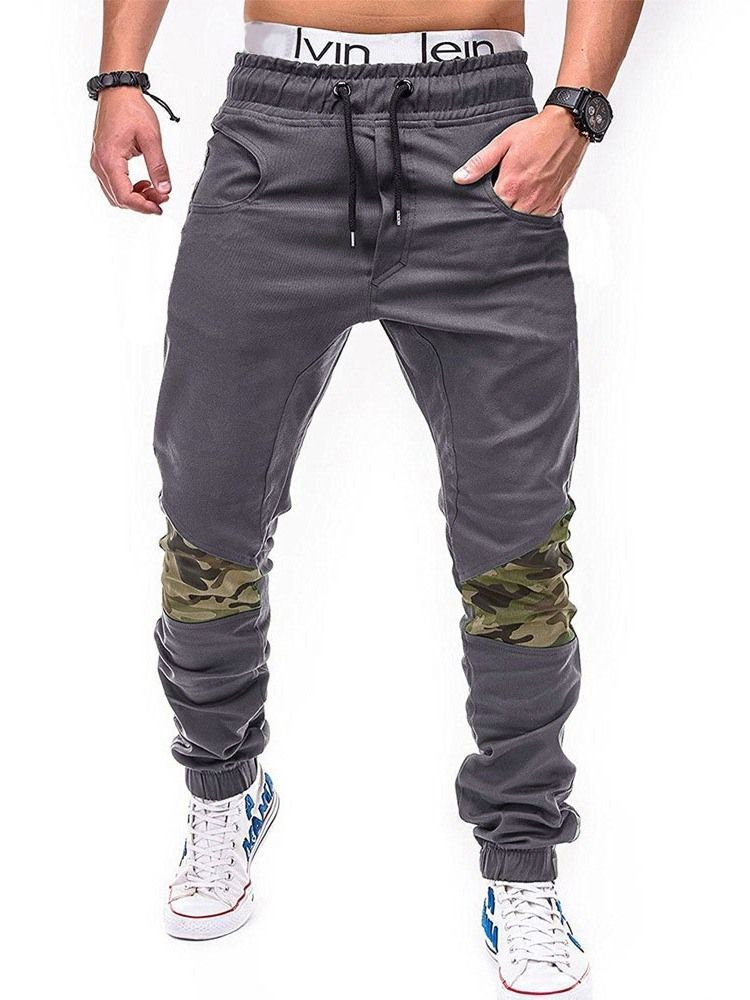 Pantalon Décontracté Droit Pour Hommes En Patchwork De Camouflage