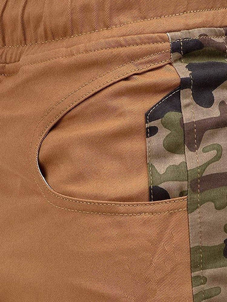 Pantalon Décontracté Droit Pour Hommes En Patchwork De Camouflage