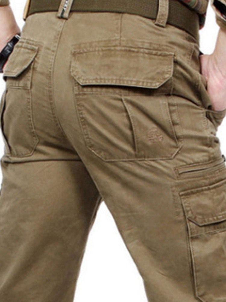 Pantalon Décontracté Européen À Fermeture Éclair Unie Pour Hommes