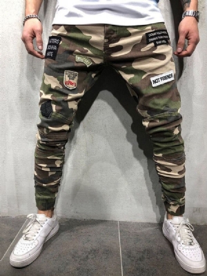 Pantalon Décontracté Européen À Fermeture À Glissière Avec Appliques De Camouflage Pour Hommes