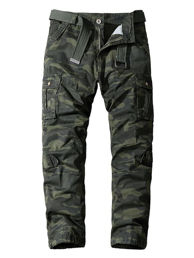 Pantalon Décontracté Européen Pour Hommes Avec Bouton Camouflage Et Poche Droite