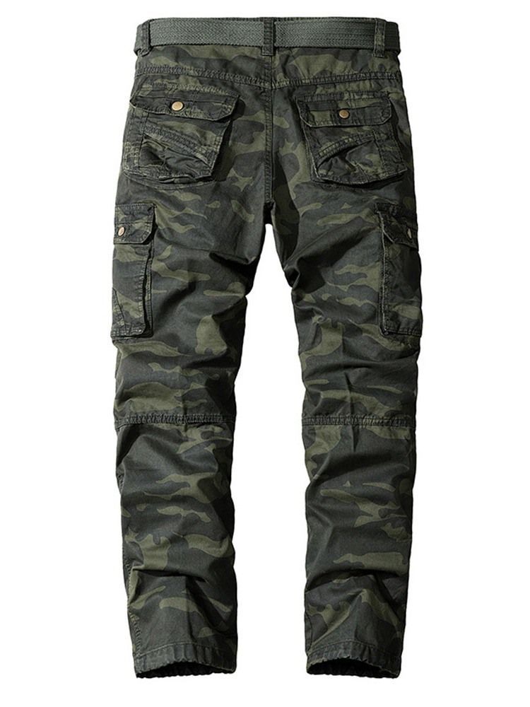 Pantalon Décontracté Européen Pour Hommes Avec Bouton Camouflage Et Poche Droite