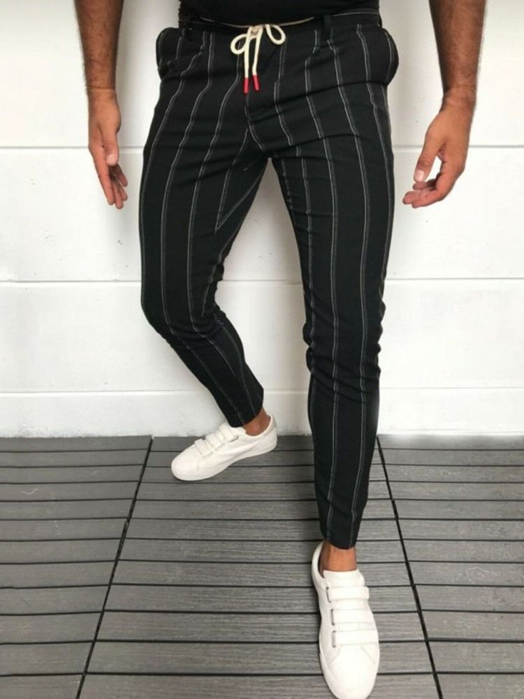 Pantalon Décontracté Européen Pour Hommes Avec Poche À Rayures