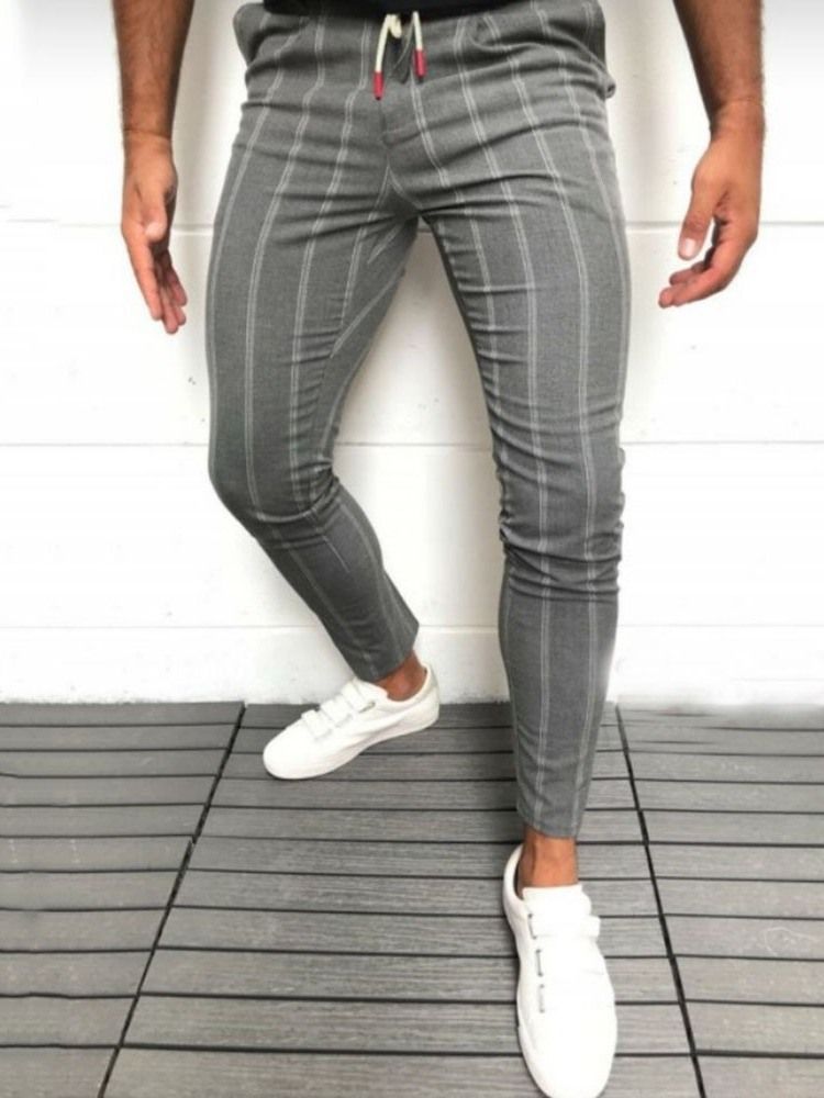 Pantalon Décontracté Européen Pour Hommes Avec Poche À Rayures