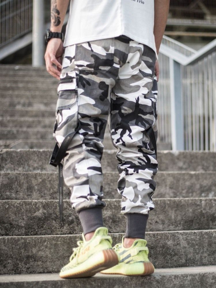 Pantalon Décontracté Pour Hommes Avec Bouton De Camouflage