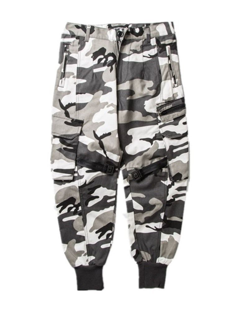 Pantalon Décontracté Pour Hommes Avec Bouton De Camouflage