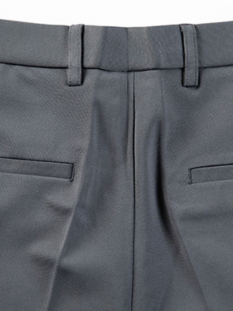 Pantalon Décontracté Pour Hommes Avec Fermeture À Glissière Droite À Boutons Unis