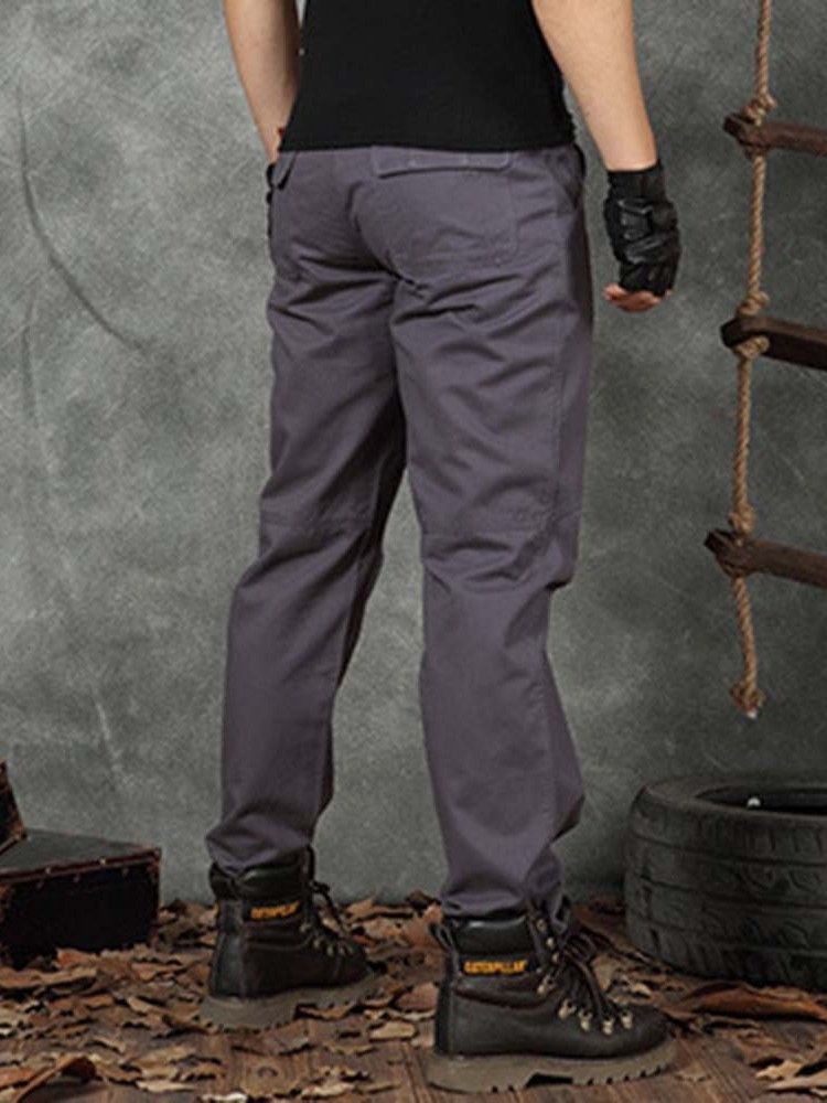 Pantalon Décontracté Pour Hommes Avec Fermeture À Glissière Droite De Couleur Unie