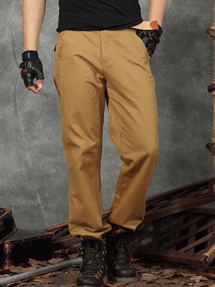 Pantalon Décontracté Pour Hommes Avec Fermeture À Glissière Droite De Couleur Unie