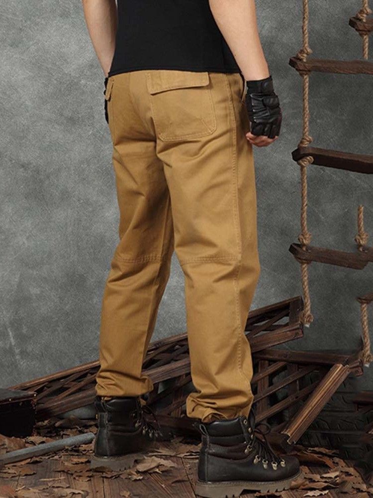 Pantalon Décontracté Pour Hommes Avec Fermeture À Glissière Droite De Couleur Unie