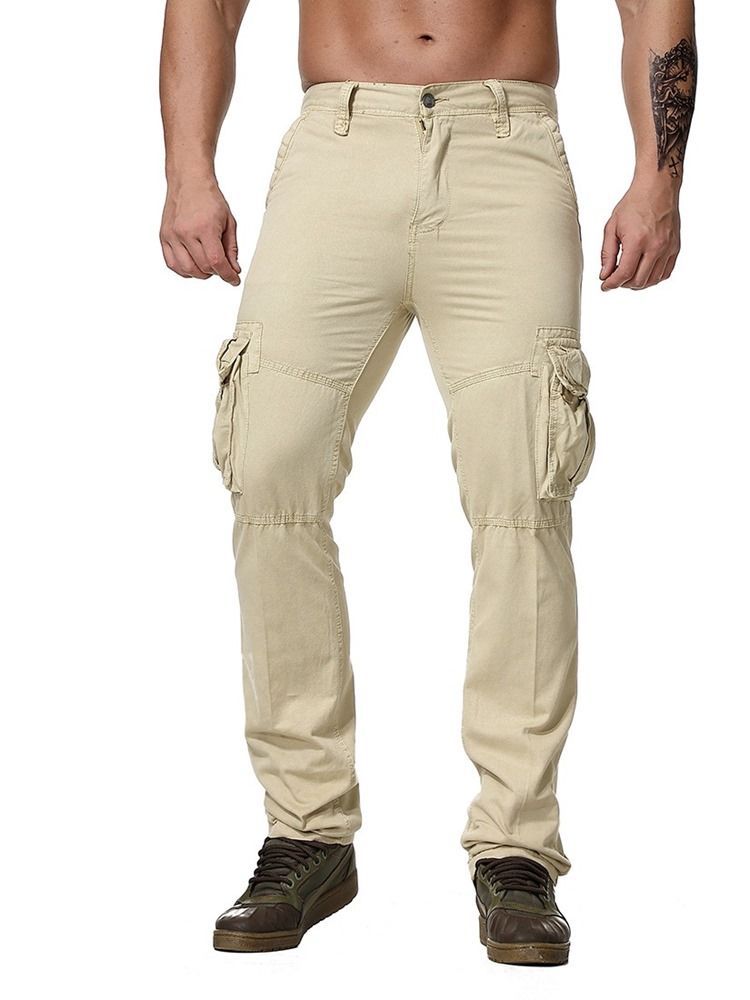 Pantalon Décontracté Pour Hommes Avec Fermeture À Glissière Unie