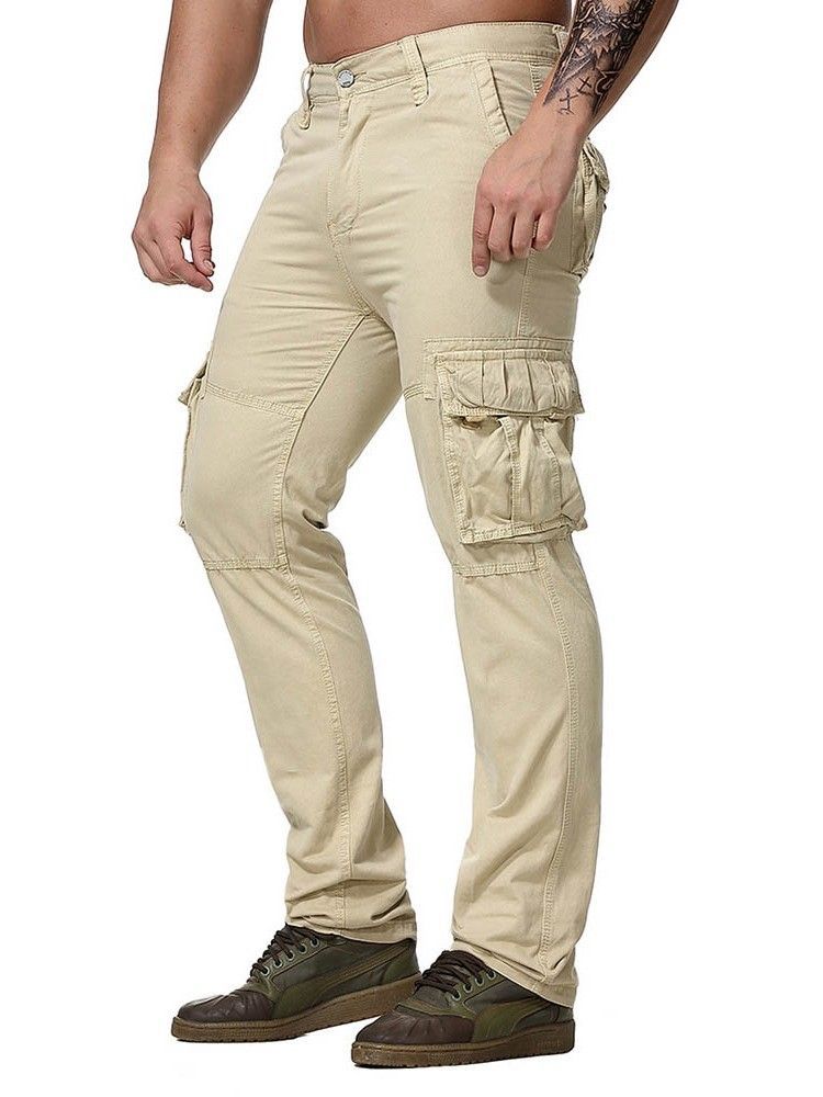 Pantalon Décontracté Pour Hommes Avec Fermeture À Glissière Unie