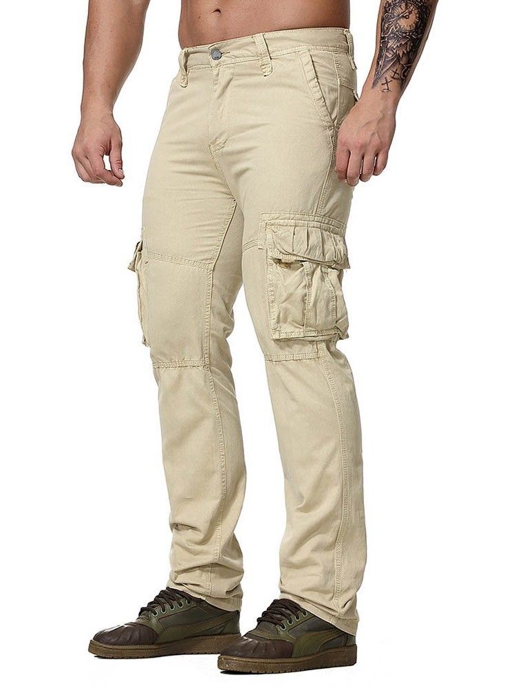 Pantalon Décontracté Pour Hommes Avec Fermeture À Glissière Unie