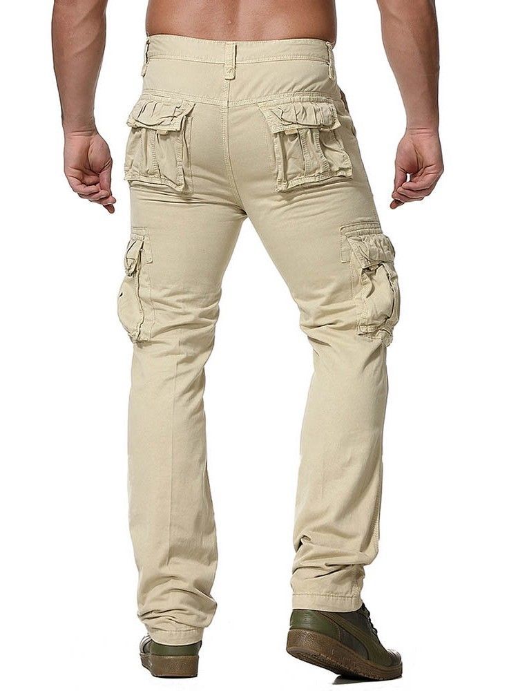 Pantalon Décontracté Pour Hommes Avec Fermeture À Glissière Unie