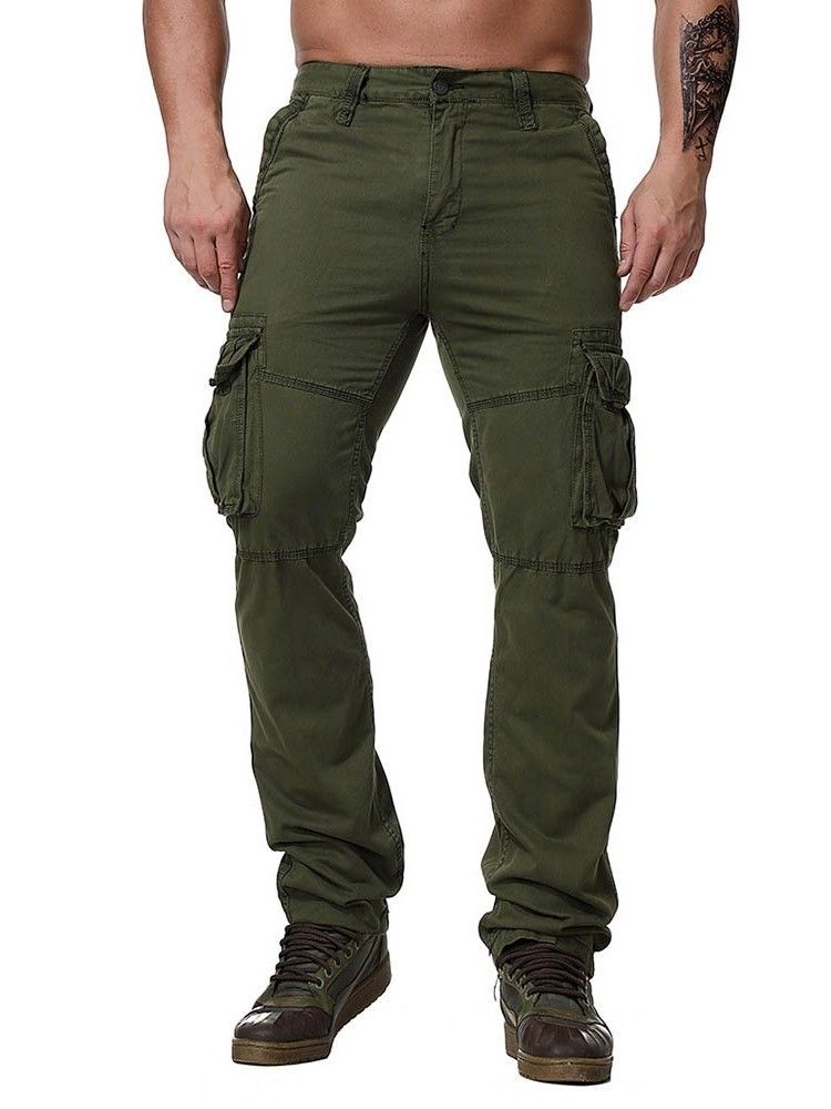 Pantalon Décontracté Pour Hommes Avec Fermeture À Glissière Unie