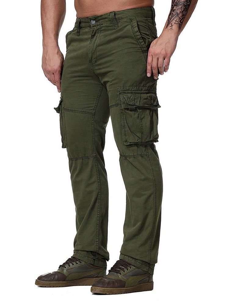 Pantalon Décontracté Pour Hommes Avec Fermeture À Glissière Unie