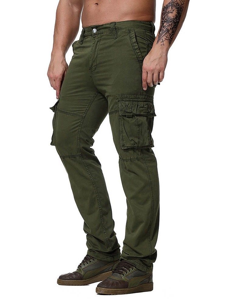 Pantalon Décontracté Pour Hommes Avec Fermeture À Glissière Unie