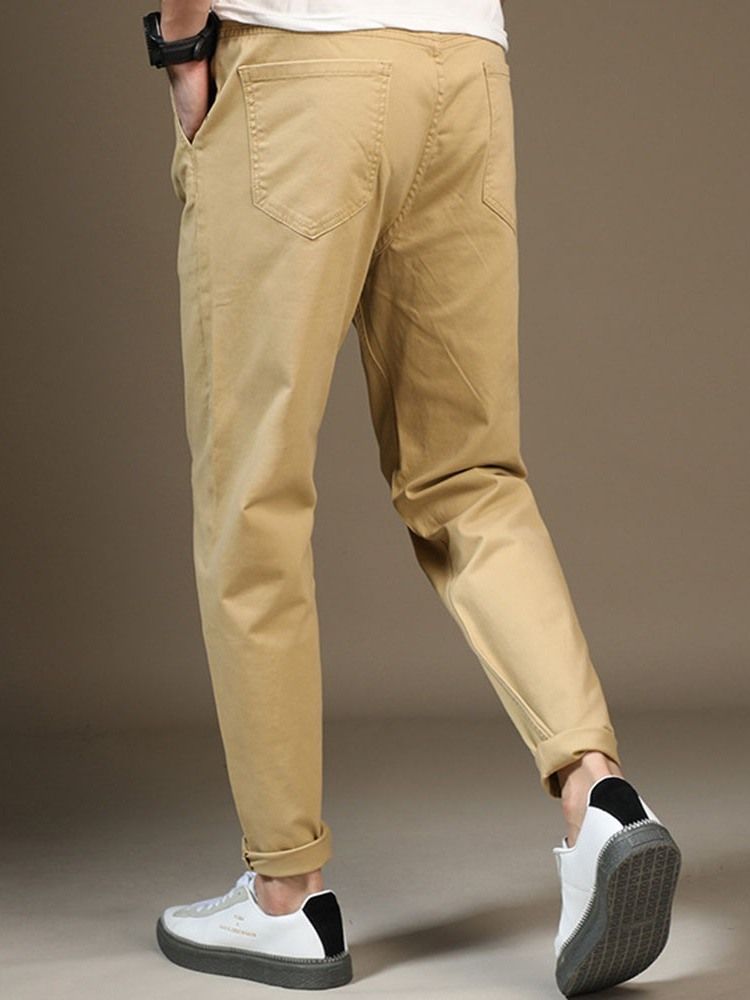 Pantalon Décontracté Pour Hommes Avec Poche Et Fermeture Éclair De Couleur Unie