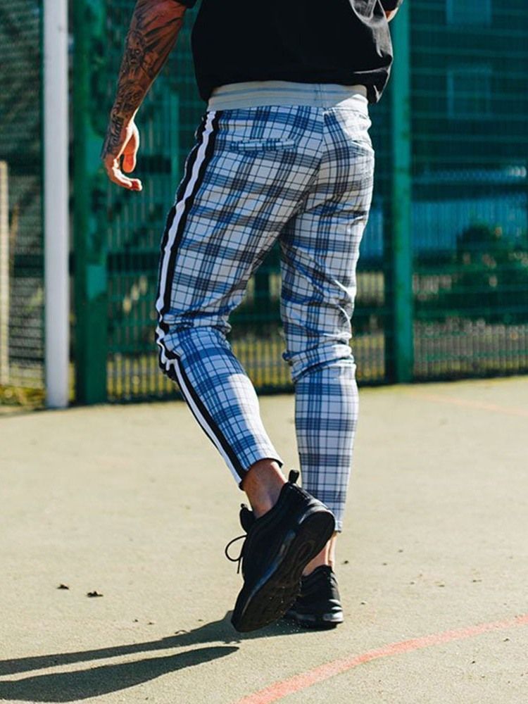 Pantalon Décontracté Pour Hommes À Carreaux Avec Fermeture À Glissière