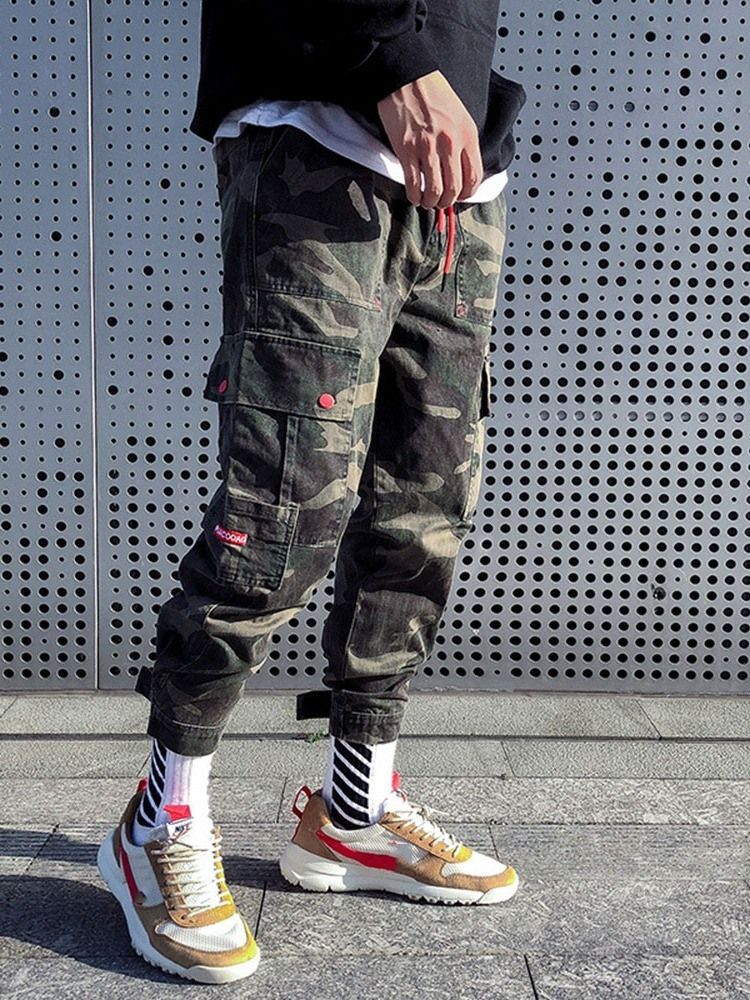 Pantalon Décontracté Pour Hommes De Couleur Camouflage À Poche