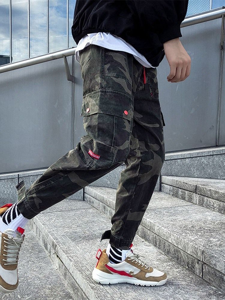 Pantalon Décontracté Pour Hommes De Couleur Camouflage À Poche