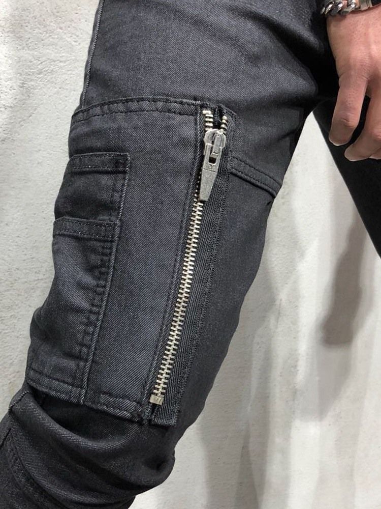 Pantalon Décontracté Pour Hommes Européens À Taille Moyenne Et À Glissière