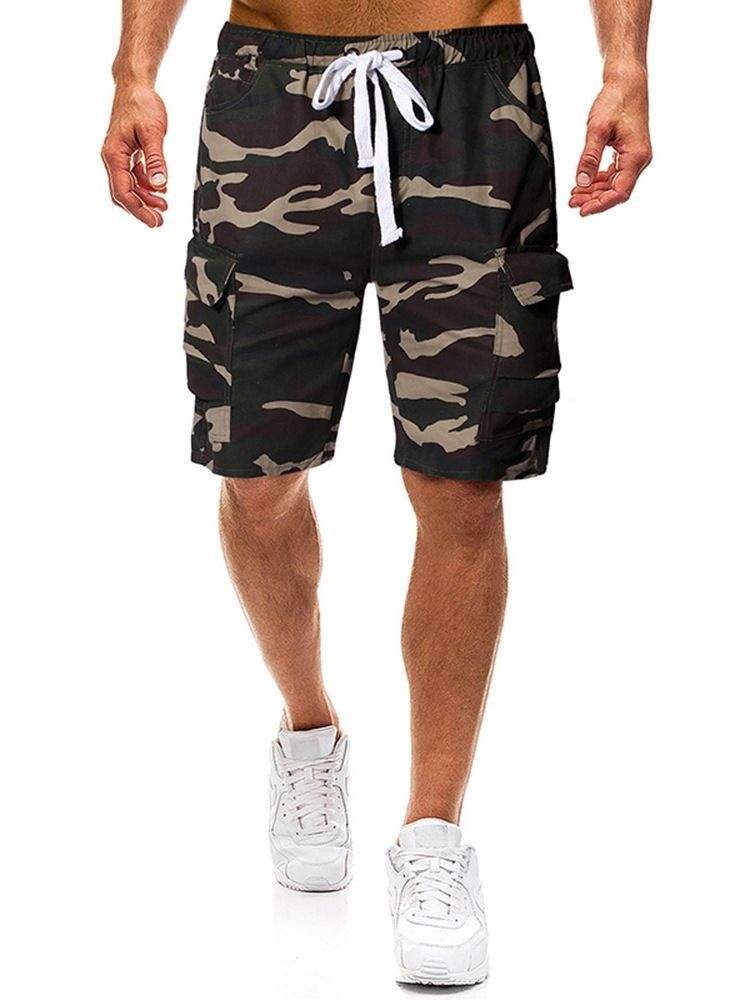 Pantalon Décontracté Pour Hommes À Lacets Et Camouflage