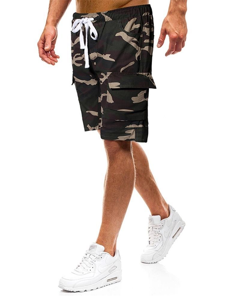 Pantalon Décontracté Pour Hommes À Lacets Et Camouflage