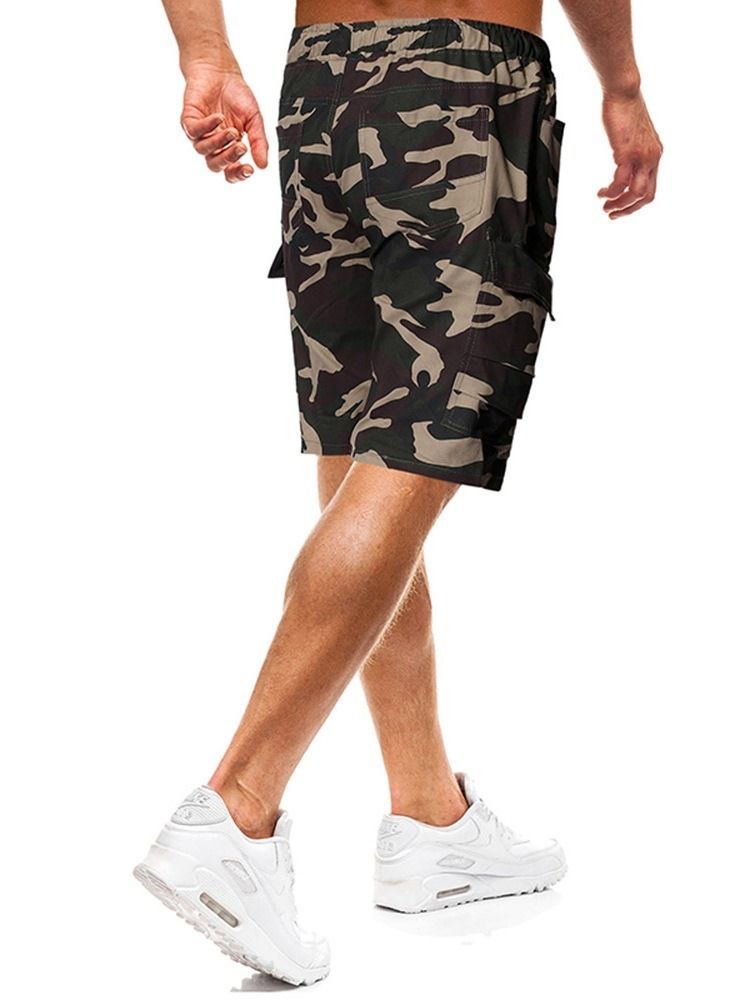 Pantalon Décontracté Pour Hommes À Lacets Et Camouflage