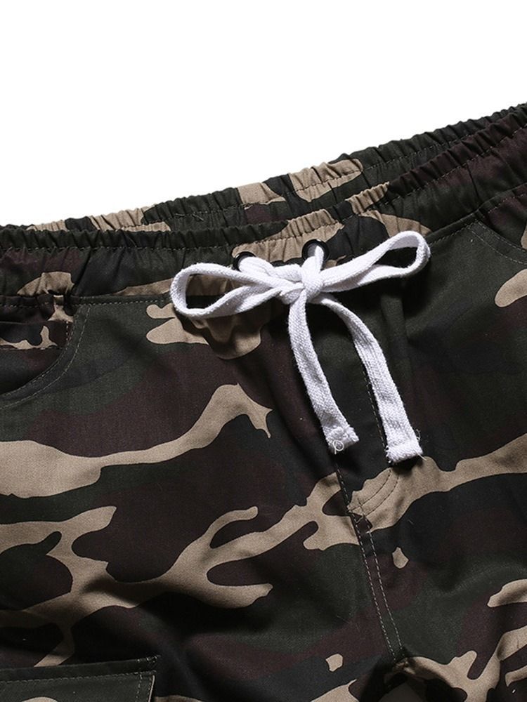 Pantalon Décontracté Pour Hommes À Lacets Et Camouflage