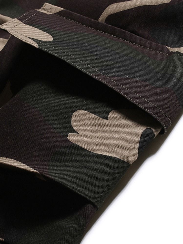 Pantalon Décontracté Pour Hommes À Lacets Et Camouflage