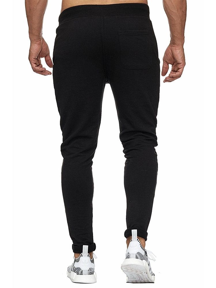 Pantalon Décontracté Pour Hommes À Lacets Et Fermeture Éclair Unie