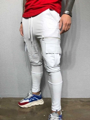 Pantalon Décontracté Pour Hommes À Lacets Et Taille Moyenne