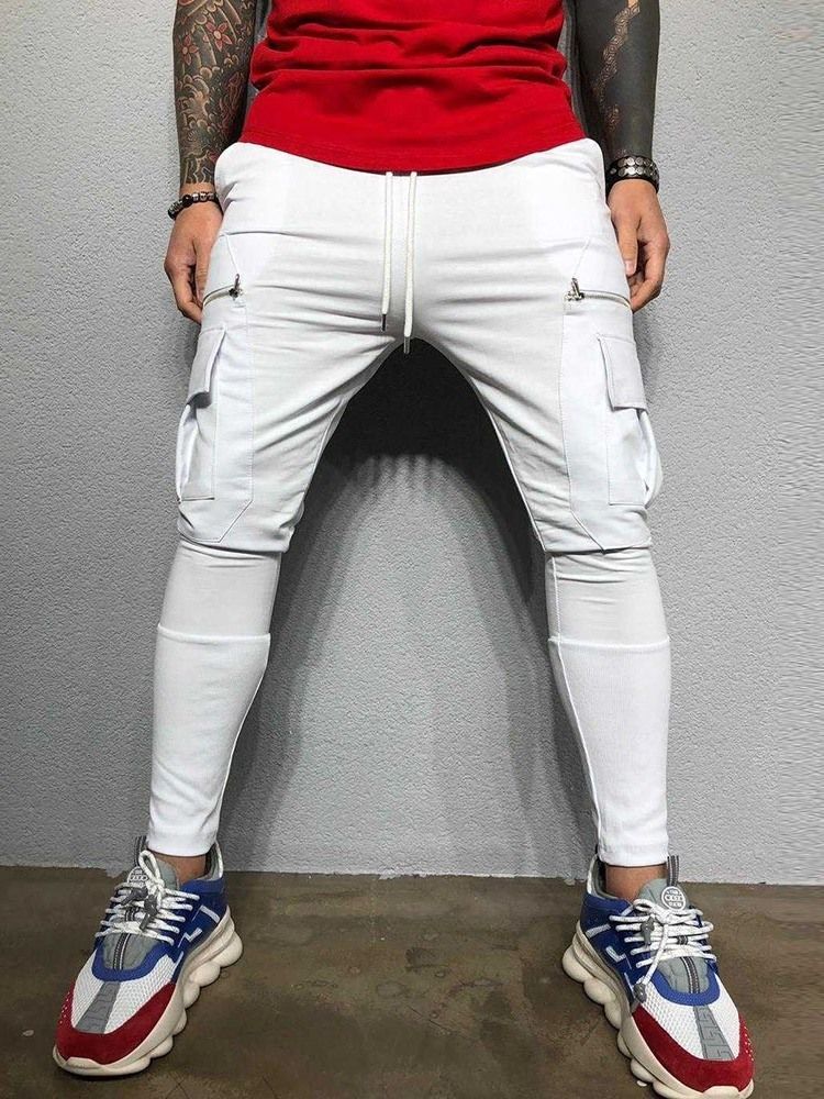 Pantalon Décontracté Pour Hommes À Lacets Et Taille Moyenne